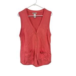 Orvis Knit Sweater Vest Pink Coral Size Medium